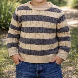 Willow Blossom Kids Striped Cable Knit Sweater | Cozy Fall Pullover |